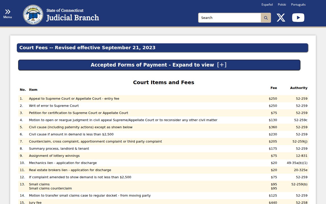 Middlesex Superior Court clerk records Superior Court fee page