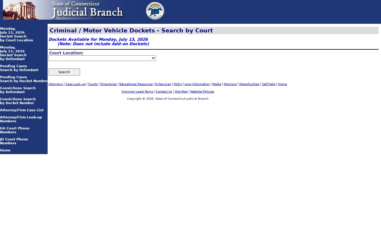 Middlesex County court dockets criminal and motor vehicle daily docket by court