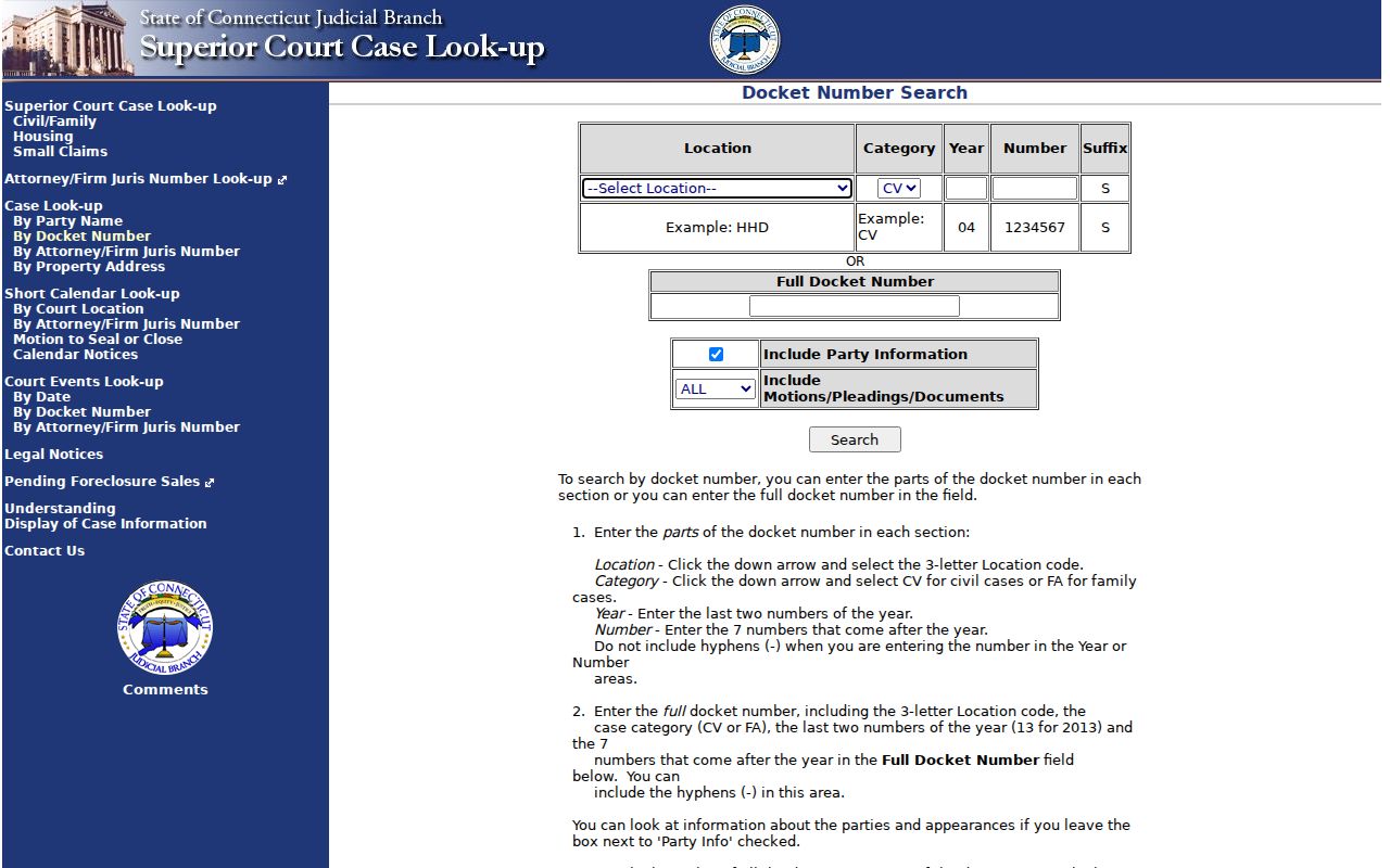 Middlesex County court records civil docket number search