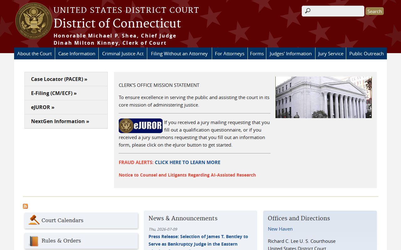Middlesex County Superior Court records federal District of Connecticut homepage