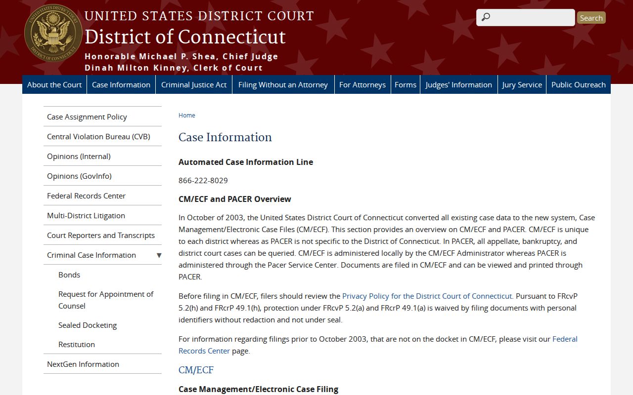 Middlesex County Superior Court records District of Connecticut case information