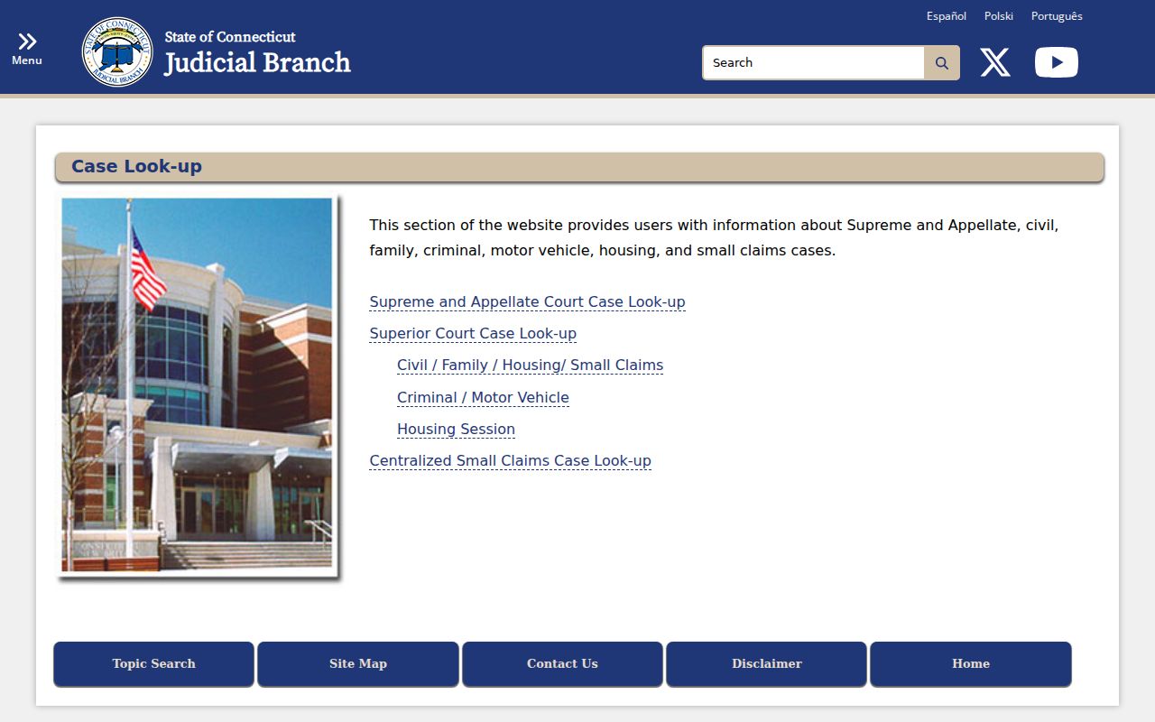 Middlesex County court records Judicial Branch case lookup menu