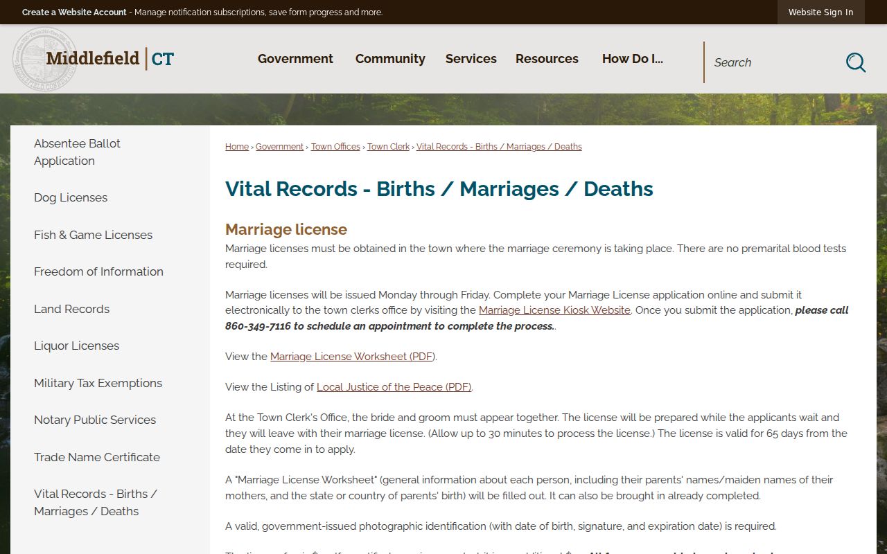 Middlesex County marriage records Middlefield vital records worksheet