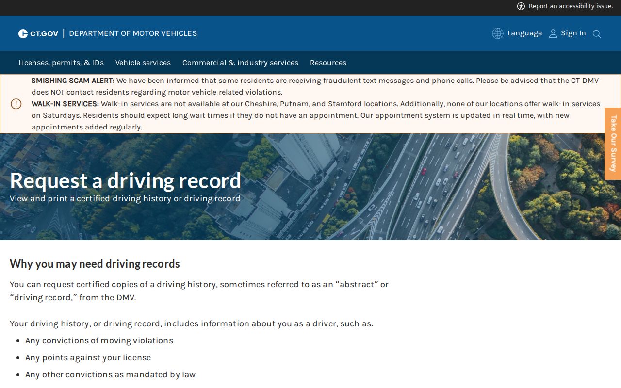 Middlesex County traffic court records DMV driving record request
